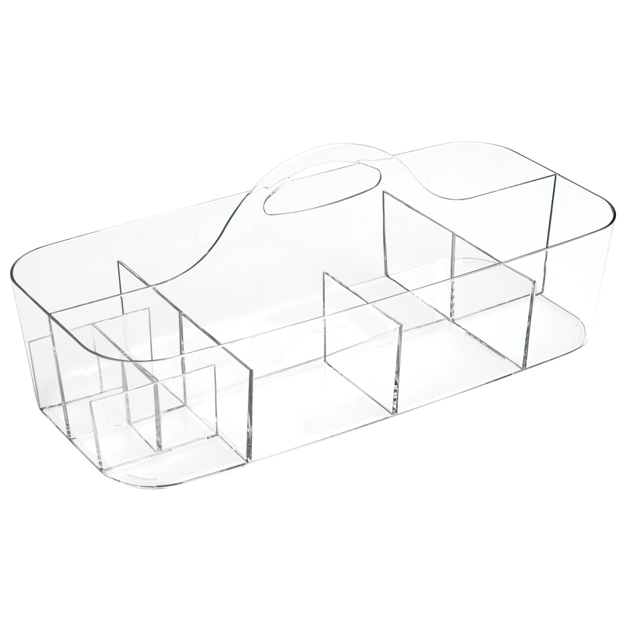 mDesign Plastic Divided Cosmetic Organizer Caddy Tote Bin with