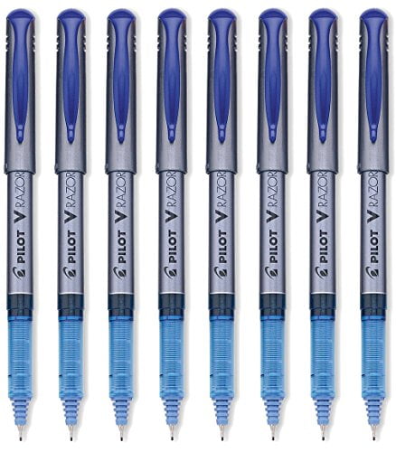 Pilot V Razor Point Liquid Ink Marker Pen Extra Fine Point, Blue 8-PACK(11021)