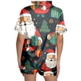 thumbnail image 3 of Women Outfits Short Sleeve Christmas Graphic Print Lapel Top And Shorts 2 Piece At Home Wear Women's Clothing Sets L, 3 of 4