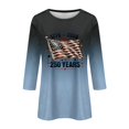 thumbnail image 4 of Fabrcox S-5XL 250 Th Anniversary of USA Shirt 1776-2026 Flag Print Gradient 3/4 Length Sleeve Womens Tops Independence Day Freedom Patriotic Womens 4th of July Tops Blue XL, 4 of 6