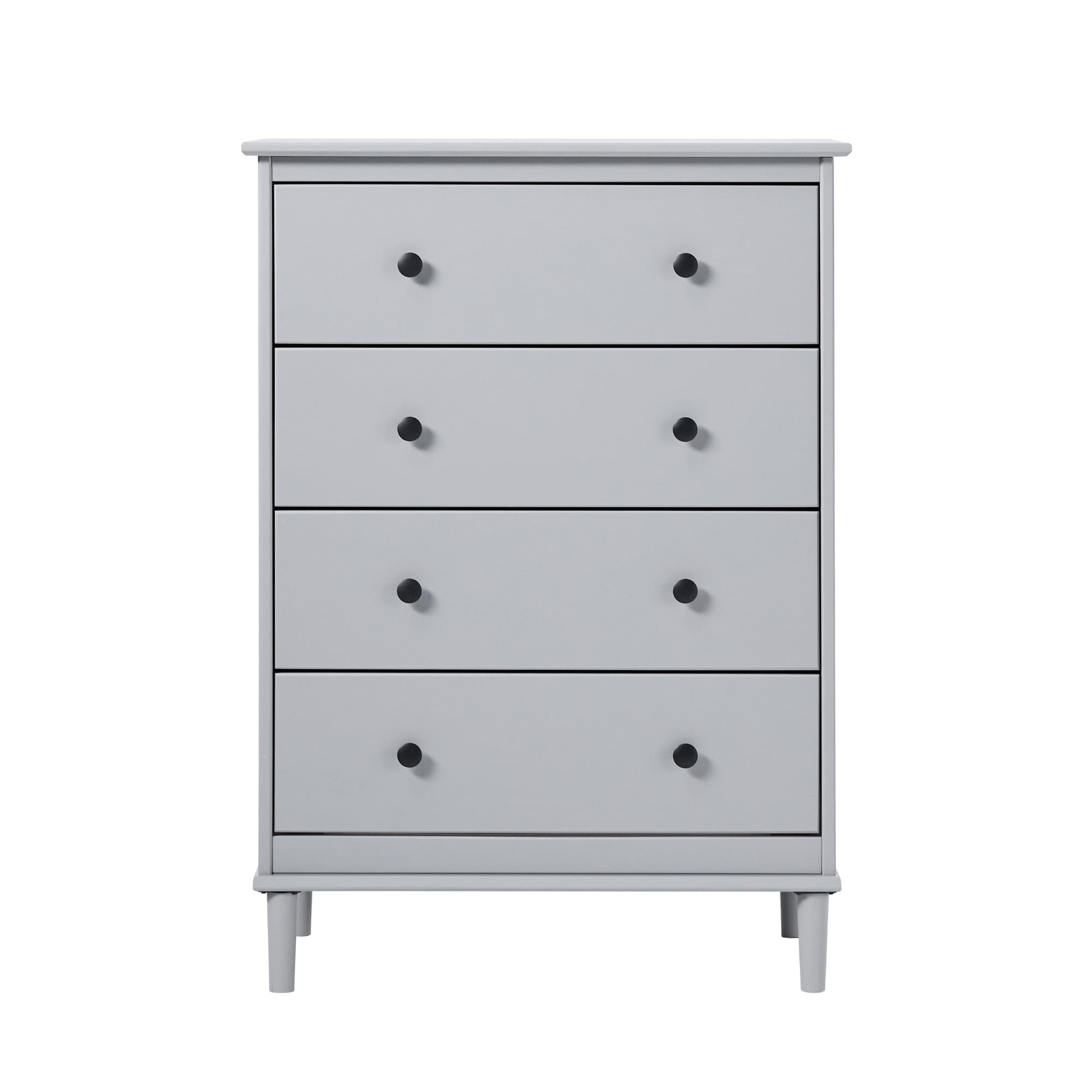 Walker Edison Transitional 4-Drawer Solid Wood Dresser, Grey