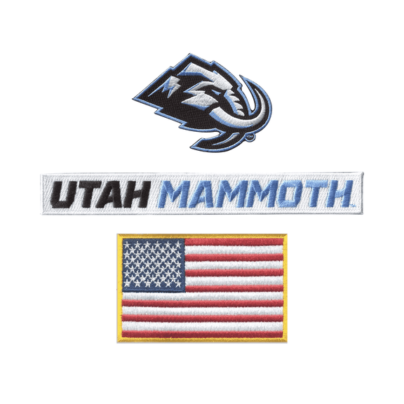 "HEDiGEAR NHL Utah Mammoth Hook and Loop Patches Embroidered Patch Set with USA Flag 3 Pack"