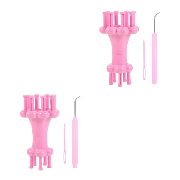 MLINS 2 Sets  Round Knitting Loom Set Double End Knitting Board Weave Loom for Hat Scarf Shawl Sweater Sock Blankets Knitter Rosy