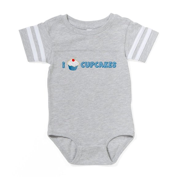 CafePress - I Love Cupcakes - Cute Infant Baby Football Bodysuit