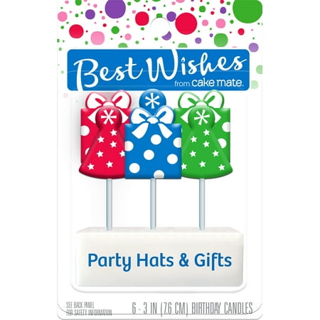 Best Wishes By Cake Mate Birthday Candles 6/Pkg-Hats &