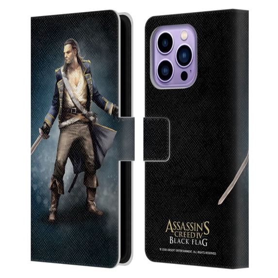 Head Case Designs Officially Licensed Assassin's Creed Black Flag Characters Benjamin Hornigold Leather Book Wallet Case Cover Compatible with Apple iPhone 14 Pro Max