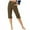 Bronze, variant on Elastic Waist Capri Pants for Women Knee Length Casual Summer Baggy Beachwear Wide Leg Cropped Trousers with Pockets