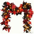 thumbnail image 2 of Lámpara de plástico con forma de fresa, decoración navideña de 178 cm, luces de cadena de Halloween a pilas con hojas de arce negras, decoración para patio, porche, mesa, pared, fiesta, decoración int, 2 of 6