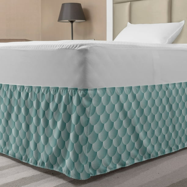 Neutral Color Bed Skirt, Modernistic Repetition of Overlap Squama