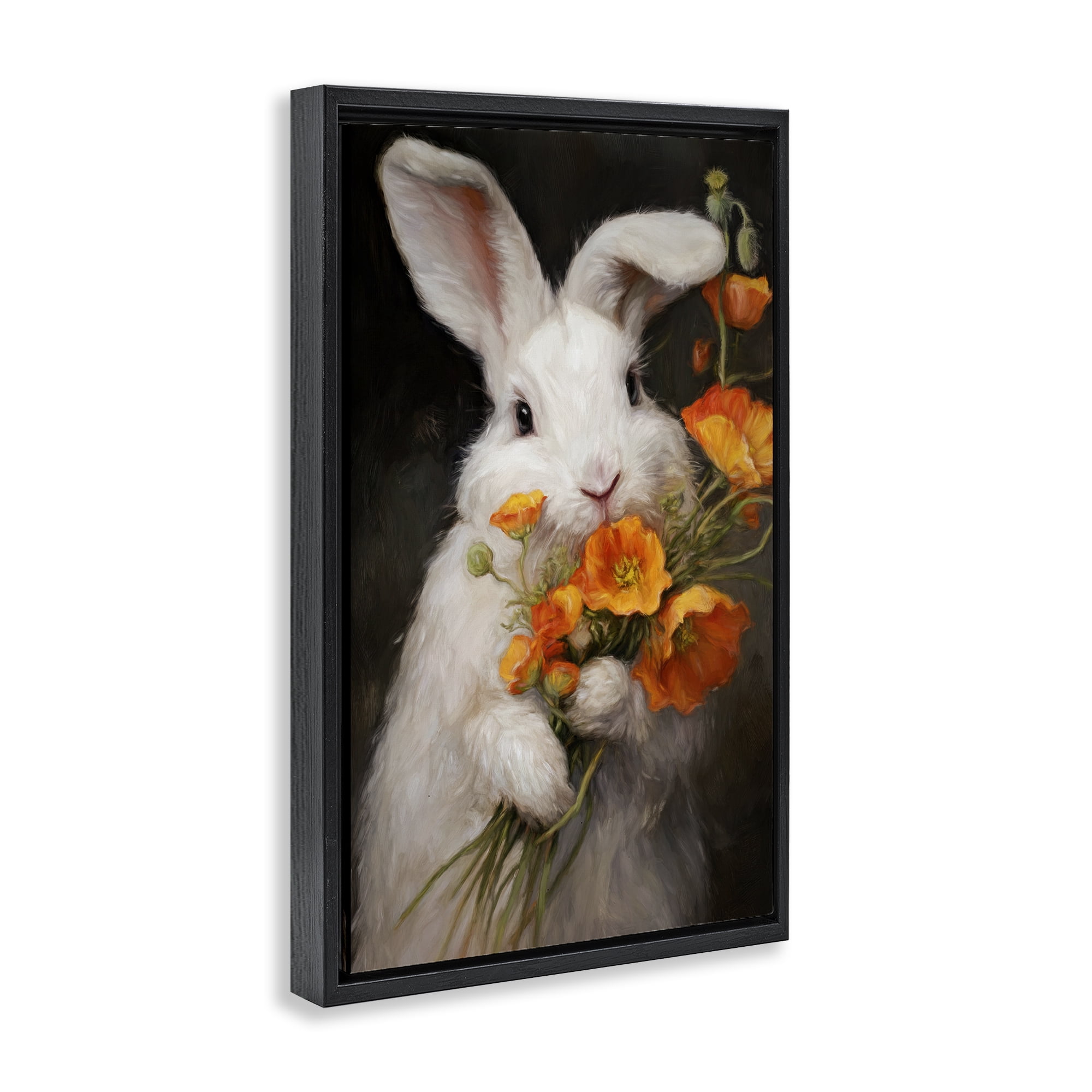 Stupell Industries Floppy Loves Her Poppies Black Framed Floater Canvas Wall Art, design by Tina LeCour