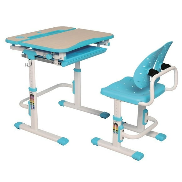Galileo Kids Desk & Chair Set | Height Adjustable Children's Desk with Upgraded Ergonomic Chair | Arts Table with Desktop Tilt Feature | Blue