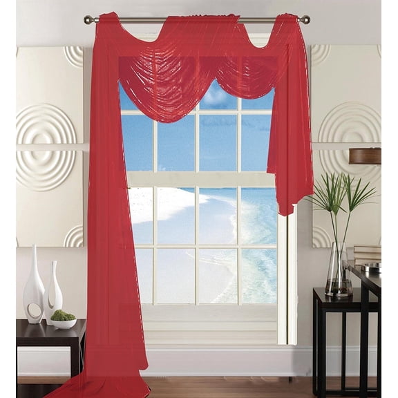 Elegant Comfort Beautiful Window Panel Curtain Sheer Voile Scarf 55" X 216" Red