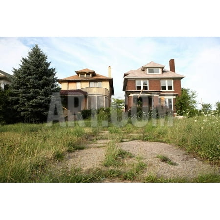 Abandoned Houses in Detroit, Michigan Print Wall Art By