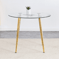 thumbnail image 2 of Round Glass Dining Table - 36" Gold Metal Legs, Modern Kitchen/Living Room Table, Clear Top. Elegant Design, Easy Assembly, Stylish Home Decor., 2 of 16