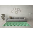 thumbnail image 3 of Ahgly Company Indoor Round Checkered Turquoise Blue Modern Area Rugs, 6' Round, 3 of 4
