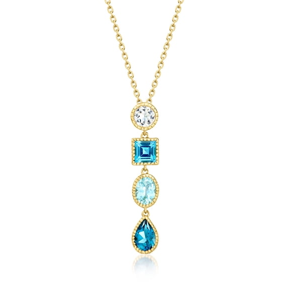 Ross-Simons 5.10 ct. t.w. White and Tonal Blue Topaz Pendant Necklace in 18kt Gold Over Sterling, Women's, Adult