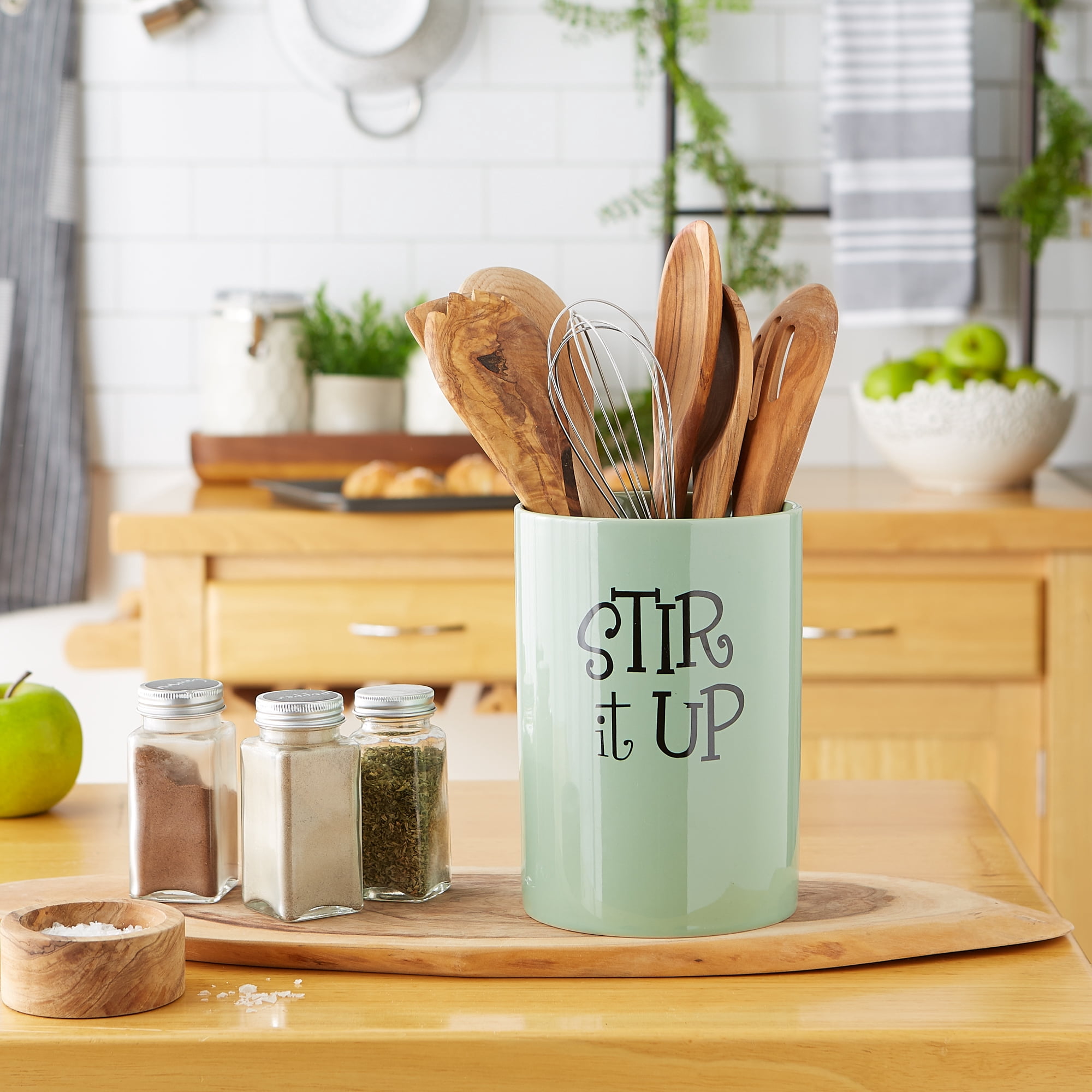 DII Kitchen Accessories Retro Collection Ceramics, Utensil Holder, Jadeite