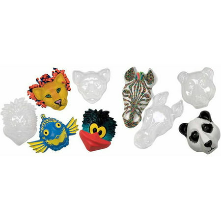 Roylco Make-A-Mask Multi-Cultural Animal Mask Set, Plastic, 8 x 6-1/2 x 2-1/2 Inches, Clear, Set of 5
