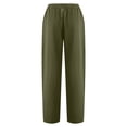 thumbnail image 3 of CKpwisy Women's Summer Linen Pants Comfy Lightweght Straight-Leg Pants Elastic Waist Casual Trousers with Pockets Summer Trendy Long Pants, 3 of 3