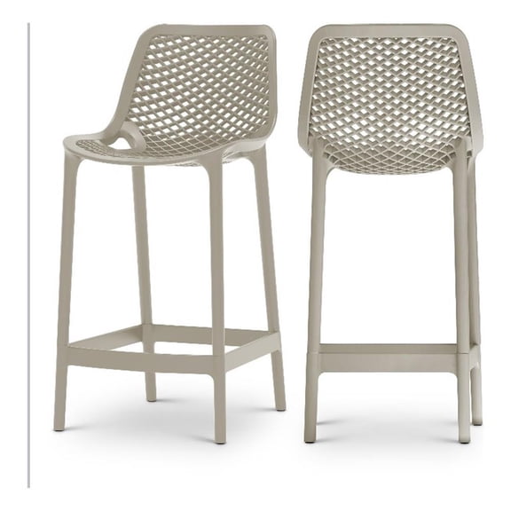 Meridian Furniture Mykonos Taupe Outdoor Patio Stool (Set of 4)