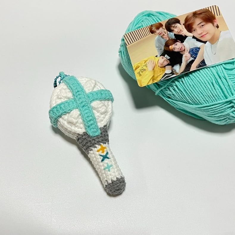TXT Lightstick Ver.1 Lovely Mini Light Stick Bag Pendant Keychain Key Ring Handmade Crochet(DIY)