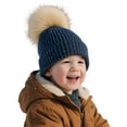 thumbnail image 2 of NOEGOEU Baby Beanie Toddler Infant Winter Hats with Pom Pom Knit Warm Caps for Boys Girls (Navy,0-3 Years), 2 of 6