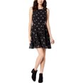 thumbnail image 1 of maison Jules Vestido acampanado con volantes estampados para mujer, Negro, 8, 1 of 1