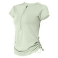 thumbnail image 4 of Ediodpoh Women's Half Zip Short Sleeve Tight Running Fitness Yoga Top Breathable and for Summer Women's Tops Light Green L, 4 of 4