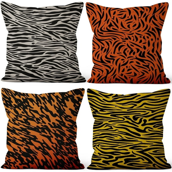 PBOBRIICH Set of 4 Camouflage Pattern Throw Pillow Cover, Colorful Linen Pillow Case for Living Room Bedroom Home Decor,16x16 In