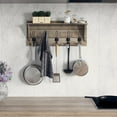 thumbnail image 6 of Emma + Oliver 24" Rustic Country Wall Mounted Entryway Shelf with 5 Rustic Hooks and Wood Construction in Weathered Brown, 6 of 11