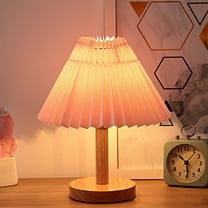Table Lamp under $5! kkbbma Small Table Lamp, Bedside Nightstand Mini Lamp for Bedroom Living Room Side Table Small Spaces, Pleated Aesthetic Vintage Lamp for Kitchen Counter, Bookshelf, Bedroom