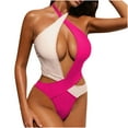 thumbnail image 2 of Nuoqisi Women's Panel Halter Cross Backless Bikini Two Piece Swimsuit - Monokini with Open Back, 2 of 9