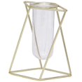 thumbnail image 1 of Florero de vidrio con soporte de metal, jardinera de vidrio de escritorio de geometría moderna, plantas hidropónicas de interior, 1 of 5