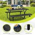 thumbnail image 6 of Moccha Picnic Table Bench Set - Portable Plastic Picnic Table w/Steel Frame & Wood-Like Texture, All Weather Heavy Duty Picnic Table Kit, Picnic Tables for Outdoors Garden Patio Party Dining (Black), 6 of 18