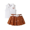 thumbnail image 2 of Girls Summer Outfits Sleeveless Tank Top with Printed Shorts Casual Suit Two Piece Set Kids Breathable Clothes Coffee Size 12-18 Months, 2 of 8