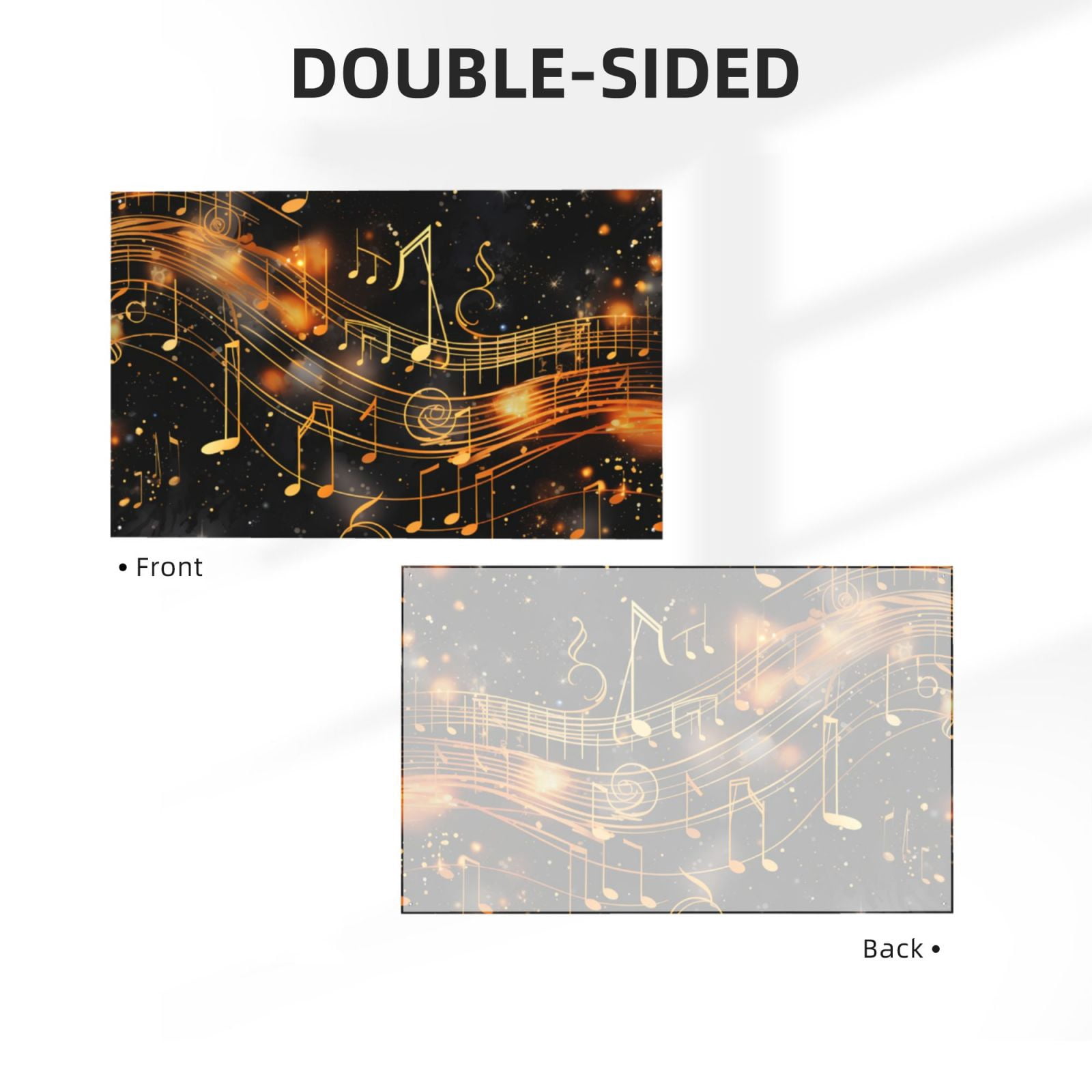Golden Musical Notes With Piano Starry Four Hole Decorated Banner Flag for Garden Yard Home Decoration Indoor Outdoor 4x6 Ft