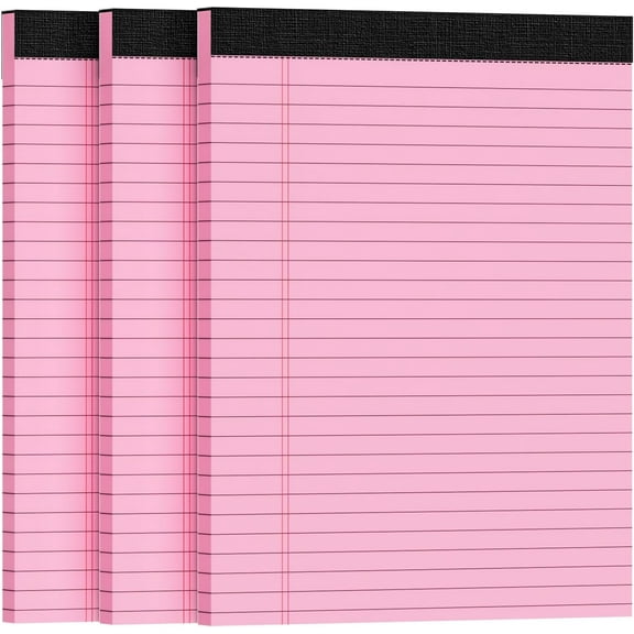 UniVerse 3pcs Legal Pads 8. x11,Notepads 8.5x11 Inch, Pink Note Pads Clear Print Writing Pads of Paper, Memo Pads , Perforate Legal Notepads Paper , Wide Ruled Lined with Sturdy Back,30 Sheets/Pack