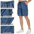 thumbnail image 5 of Satankud Mens Casual Cargo Shorts Classic Drawstring Stretch Hiking Beach Shorts Twill Chino Short with 6 Pockets DustyBlue Size 34, 5 of 7