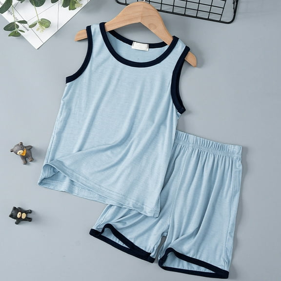 XUELUO Toddler Boys Casual Outfit Sets Children'S Summer Vest Shorts Set Loose And Girls Thin Sleeveless Pajamas Round Neck Children'S Home Wear Clothing Outwear