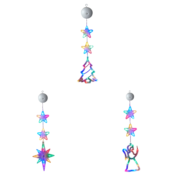 3 Luces LED Navideñas para Cortina Decorativa Ventana Multicolor (árbol Navidad)