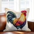 thumbnail image 2 of Rooster Throw Pillow Cover Retro Chicken Farm Animal Rustic Country Cotton Linen Cushion Cover Throw Pillow Case with Invisible Zipper for Couch Sofa Bed Chair Car 26x26 Inch, 2 of 9