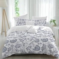 thumbnail image 2 of Pastoral Flowers Bedding 3 Piece Duvet Cover Set Twin Size, Vintage Haze Blue Farmhouse Plant Soft Microfiber Comforter Cover with Zipper Closure & Pillowcases, Wrinkle & FadeResistant Quilt Cover, 2 of 9