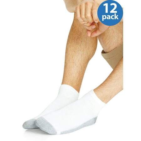 Hanes Mens Fresh IQ Ankle Cushion Socks, 12 Pack, 6-12,