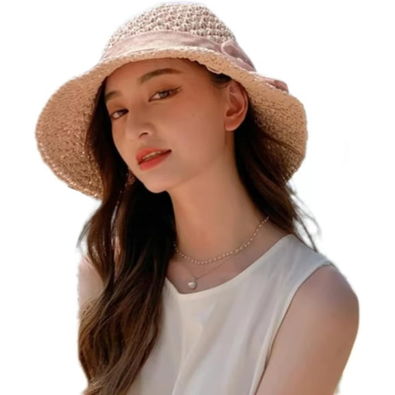 YooGuoGuo Straw Hats for Women Wide Brim Summer Beach Hat Floppy Sun Hat Woven Bucket Hat Summer Vacation Accessories