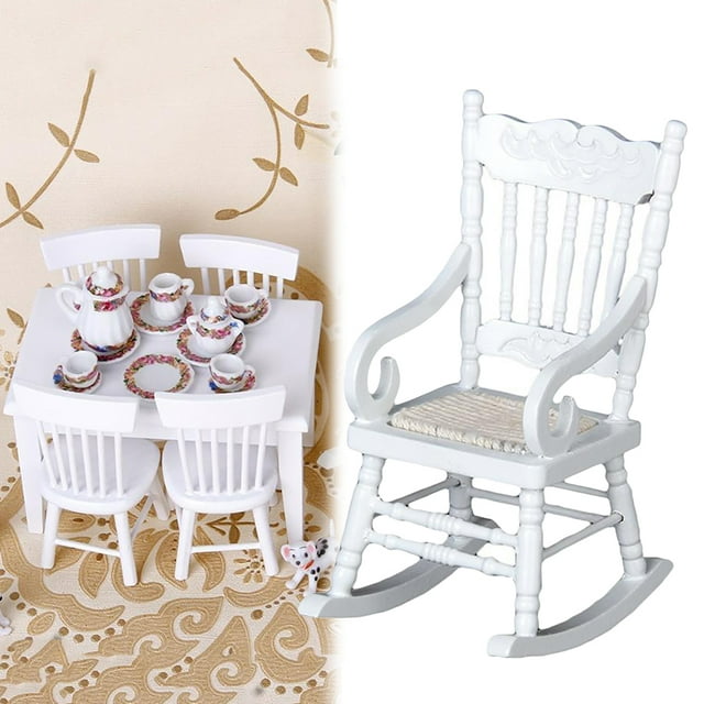 Dollhouse Chair Creative Mini Size Rocking Chair Model Dollhouse Furniture