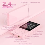 64GB MP3 Player with Bluetooth 5.3, Music Player with HiFi Sound for Sports Runners, 2.4 Screen MP3 Player Built in HD Speaker Voice Recorder E-Book, Expanded Up to 128GB, Earphone Included, Pink