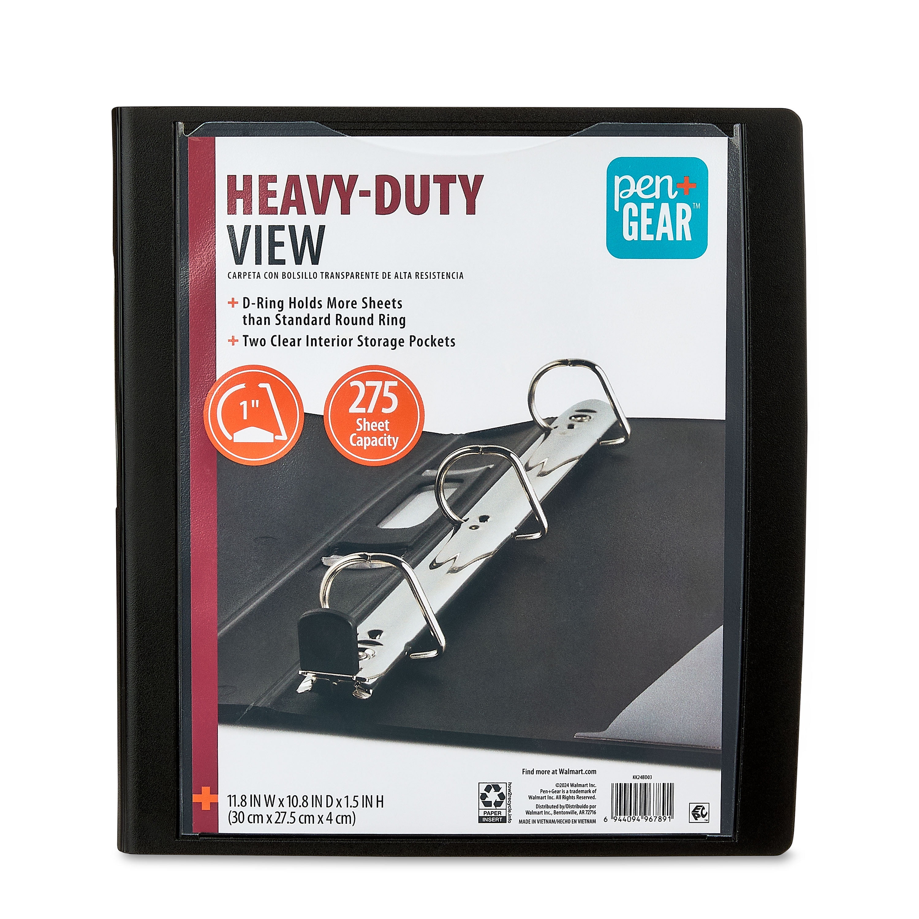 Pen+Gear 3" 3-Ring Standard Binder, Black