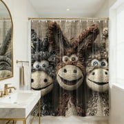FcBaudy Faux Embroidery Printed Shower Curtain No Punch Bathroom Waterproof Curtain Bathroom Special Waterproof And Moldproof Hanging Curtains polyester Faux Embroidery Printed Shower Curtain