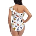 thumbnail image 5 of Easygdp Rocket Planets Women's One Shoulder Ruffle Monokini Bathing Suits with Removable Chest Pad, Quick Drying - Medium, 5 of 8