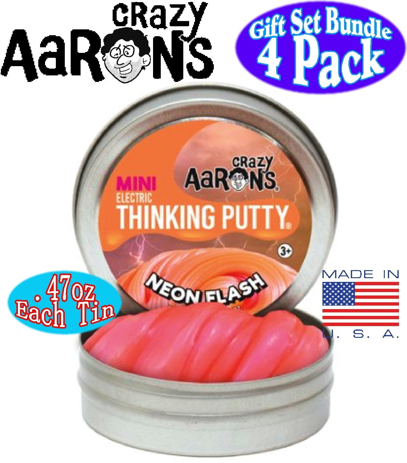 Crazy Aaron's Thinking Putty 4 PK Mini Tins Super Oil Lava Ion Sunburst for sale online 
